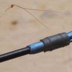 Blind rigging of a fly rod - the fishing line is attached to the tip of the rod