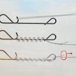 Tying the bait to a braided line using a knotless fastener (visual tying diagram)