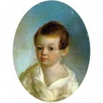 &quot;Pushkin the child.&quot; Artist Xavier de Maistre. 1800–1802. Metal plate, oil 