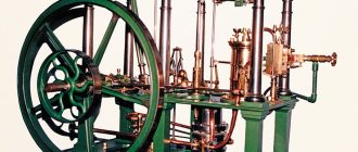A unique working model of J. Watt&#39;s steam engine. Polytechnic Museum, Department of Energy 